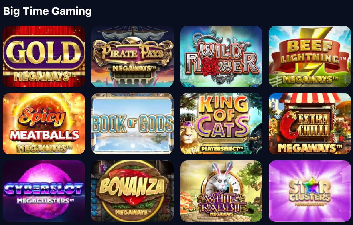 Big Time Gaming games на 1win