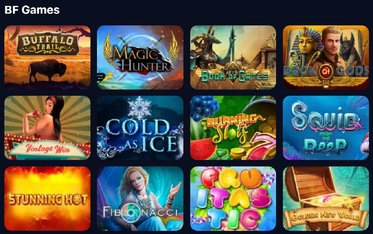 BF Games slots на 1win